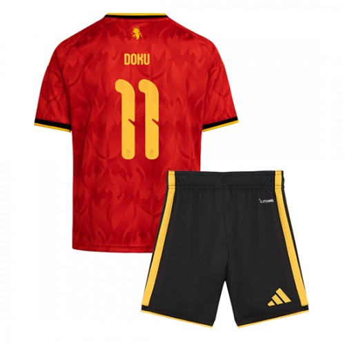 Belgia Jeremy Doku #11 Kotipaita Lapsille MM-kisat 2026 Lyhythihainen (+ Lyhyet housut)